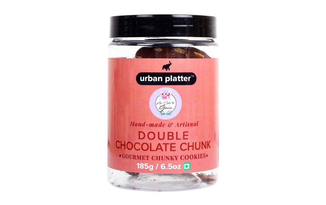 Urban Platter Double Chocolate Chunk Gourmet Chunky Cookies   Plastic Jar  185 grams